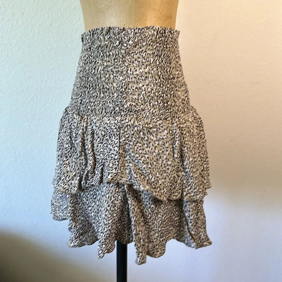 Blue Life S layered viscose skirt cheetah print skort wide elastic waist band - Picture 2 of 6